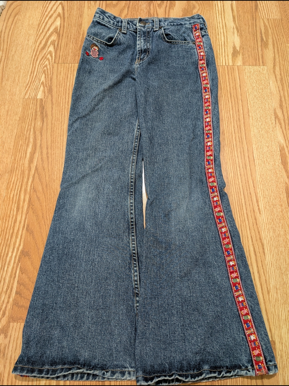 Vintage 90'a Girl's Blue Denim Flared Jeans Made In USA 12